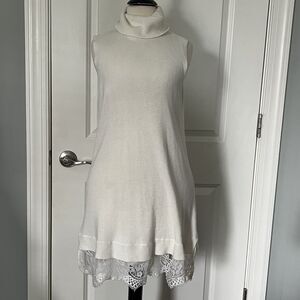 Apt 9 Women Size XL Ivory Lace Tiered Tunic Sleeveless Sweater Pullover